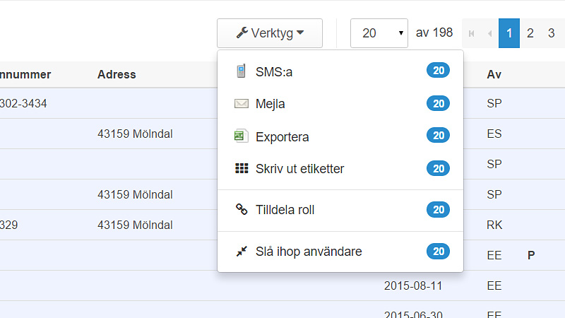 Mejl- och SMS-utskick