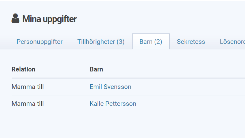 Uppdatera kontaktuppgifter