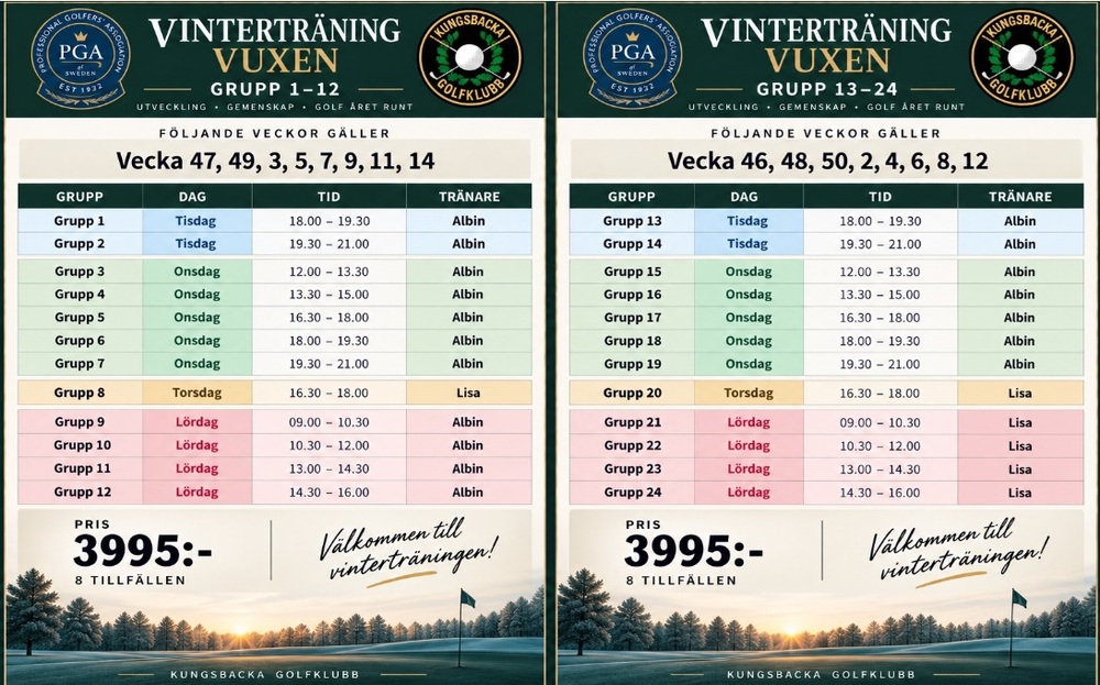 Vinterträning Vuxen 26/27 OJÄMNA VECKOR